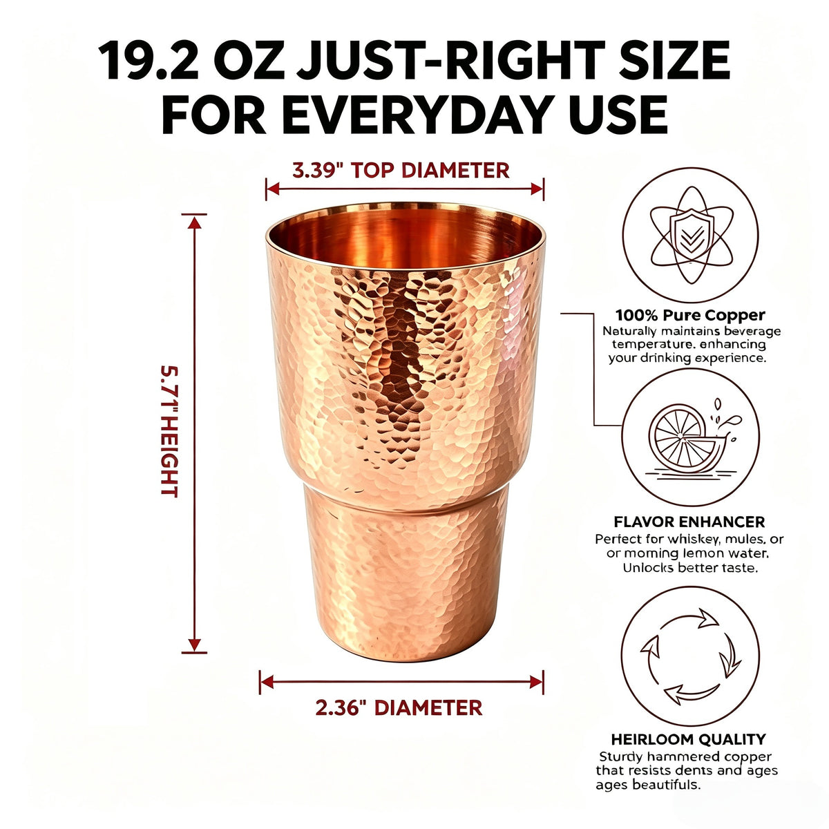 19.2 Ounce 100% Pure Copper Cups