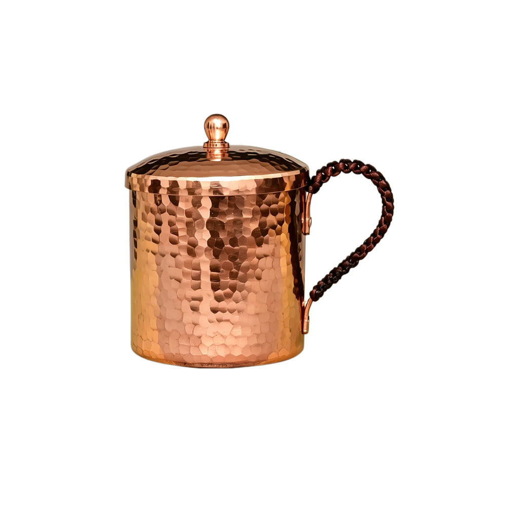 18.8 Ounce Hammered Copper Mug with Lid