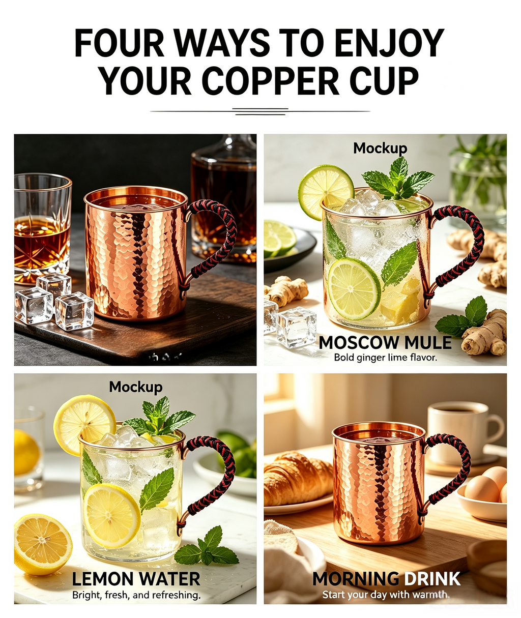 18.8 Ounce Hammered Copper Mug with Lid