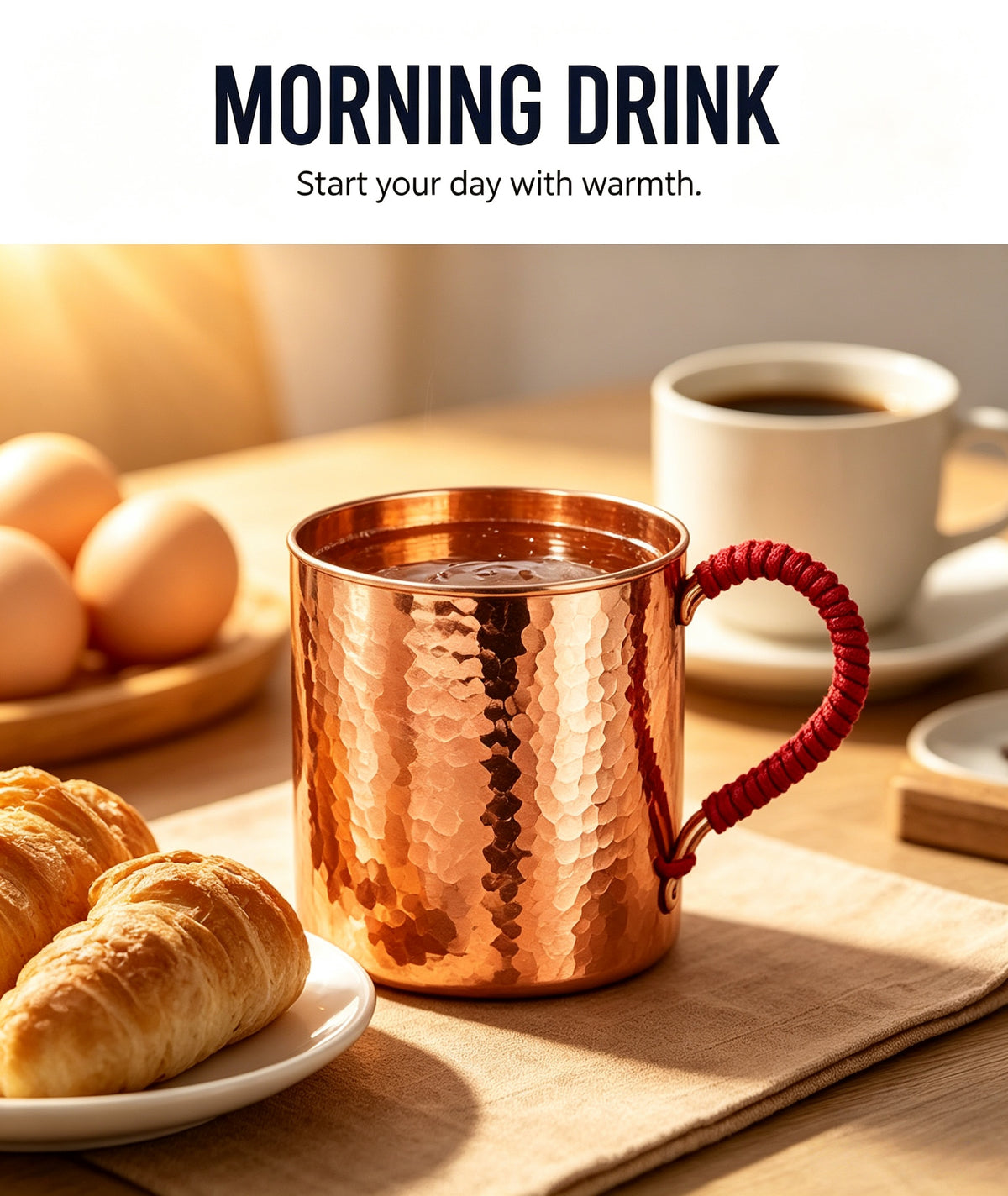 18.8 Ounce Hammered Copper Mug with Lid